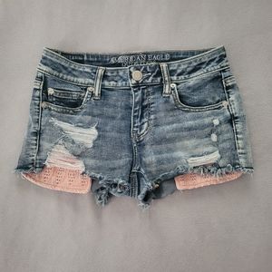 American Eagle Acid Wash, Exposed Pocket Shortie Size 4